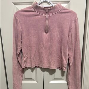 Wild Fable Pink Cropped Polo Sweatshirt